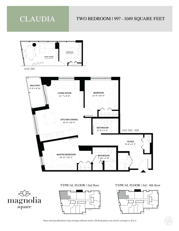 a floor plan of two bedrooms and two baths of the claddagh floor plan